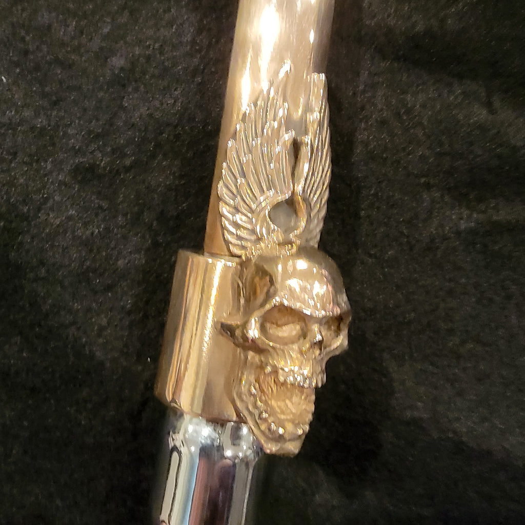 Screaming Skull Brass Pushrod Collars w/ Wings "or" Flame retainer clip