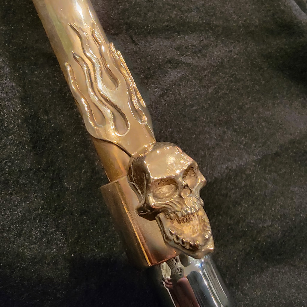Screaming Skull Brass Pushrod Collars w/ Wings "or" Flame retainer clip