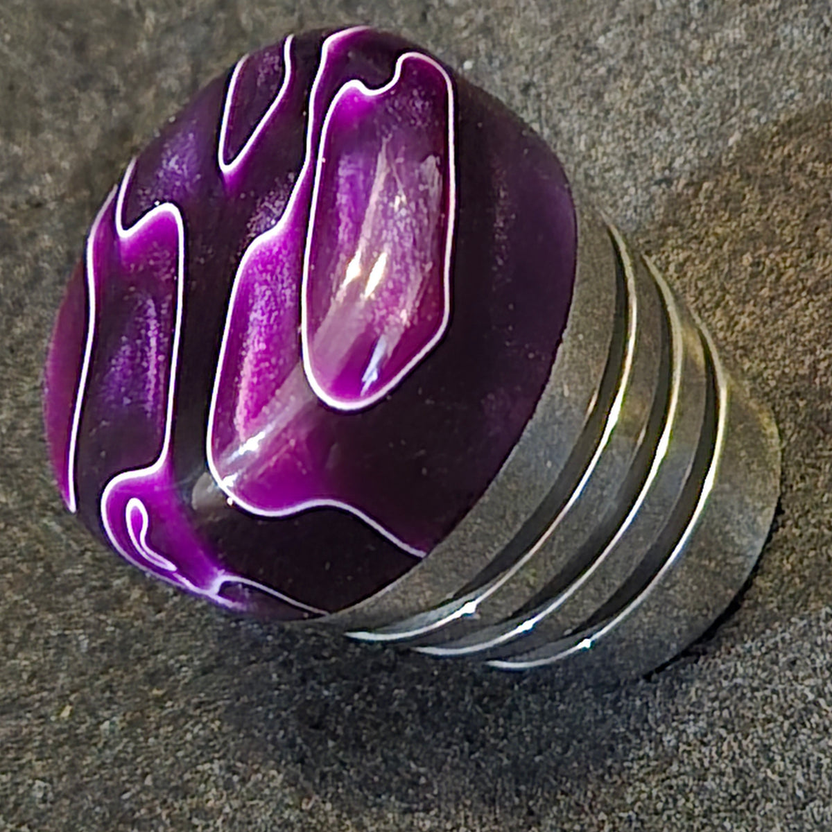 Jockey Hand Shift Knobs ~ White Ribbon in Colored Plastic on Metal Base