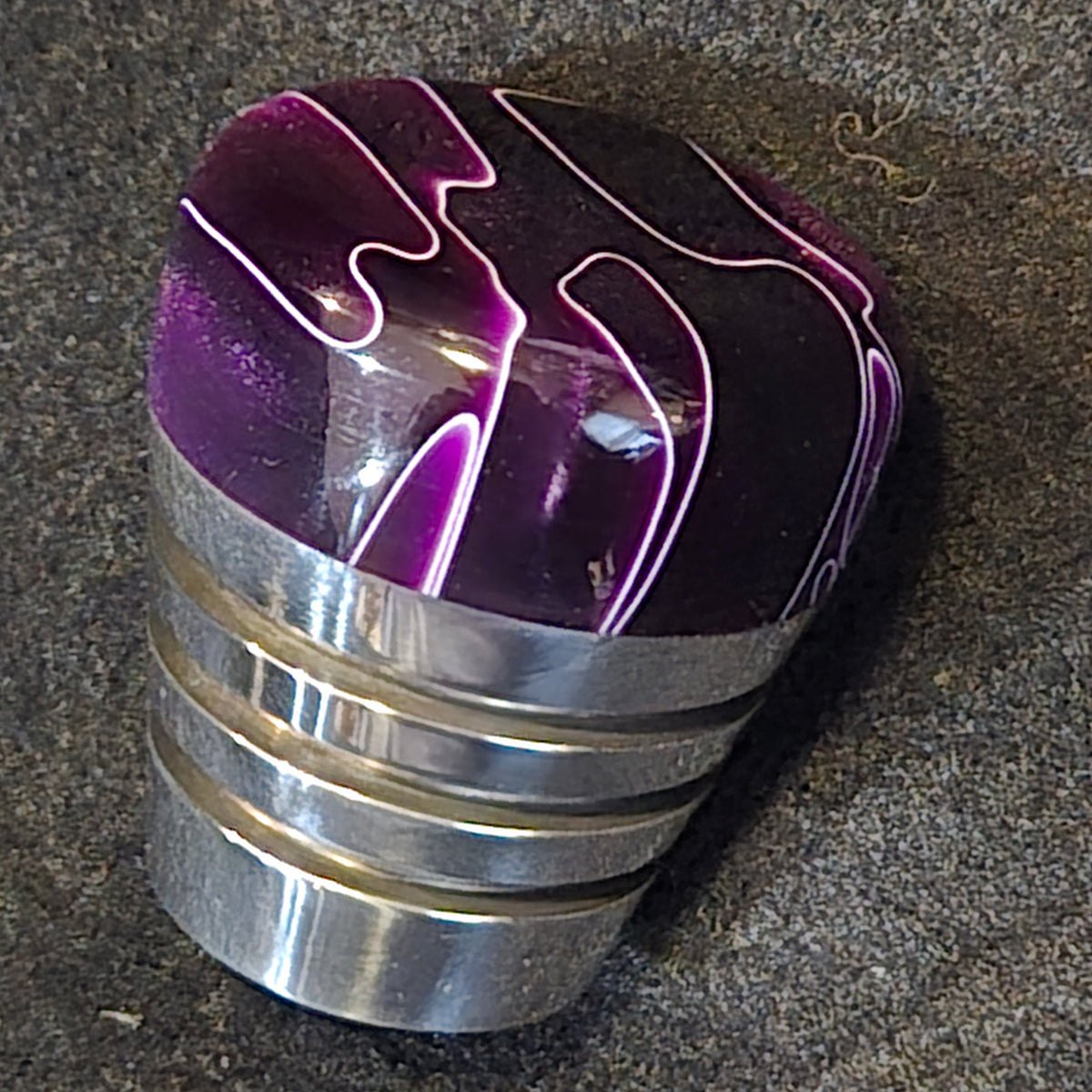 Jockey Hand Shift Knobs ~ White Ribbon in Colored Plastic on Metal Base