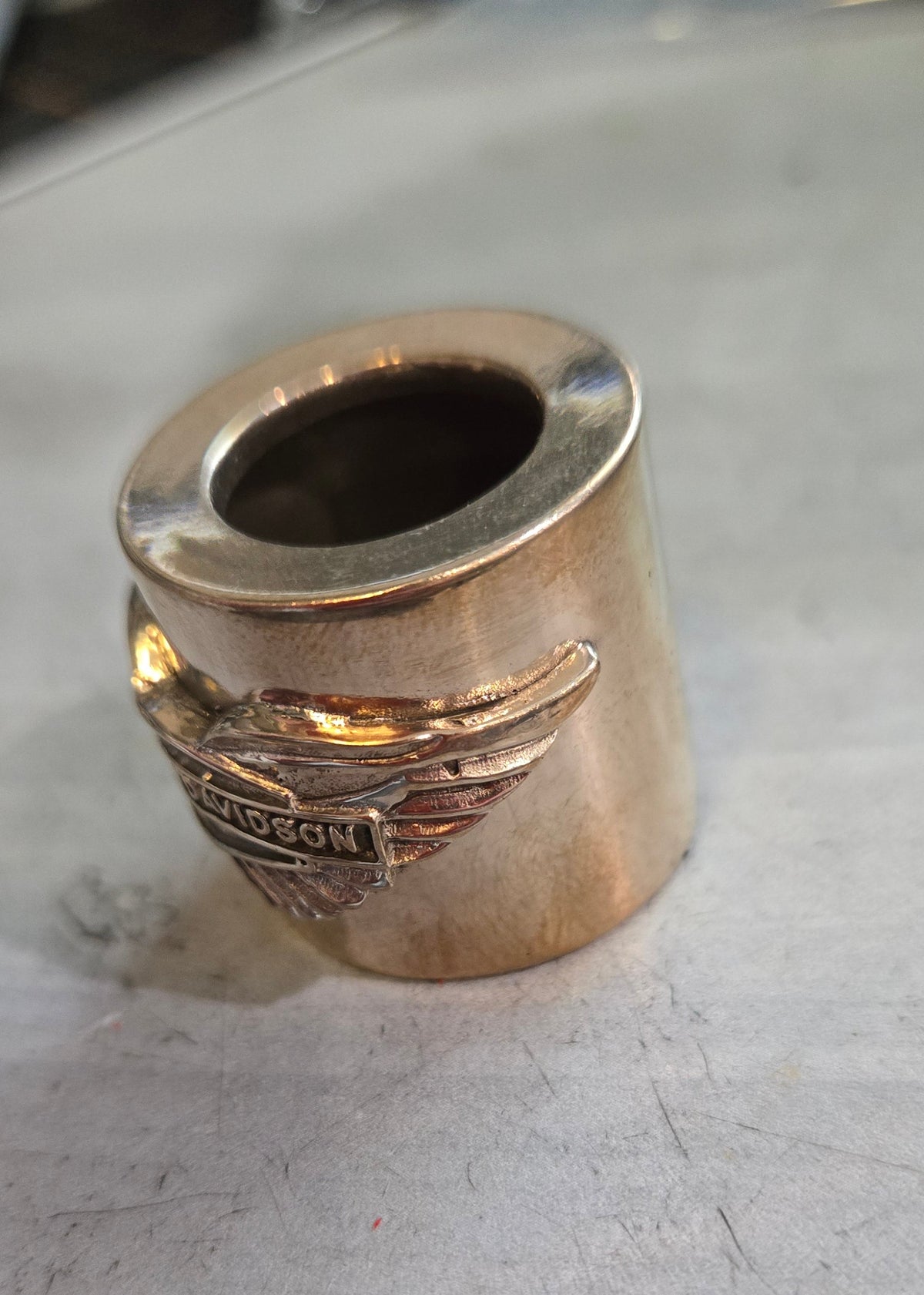 Vintage Style HD Wings Logo Brass Pushrod Collars
