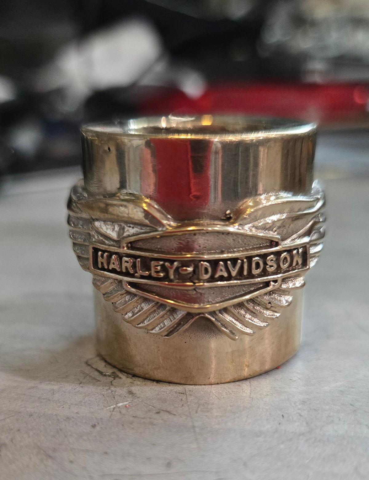 Vintage Style HD Wings Logo Brass Pushrod Collars